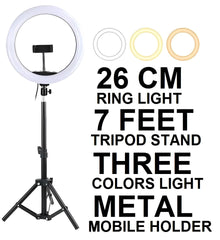 26CM/36CM Selfie LED Ring Light with 7ft Tripod Stand Mobile Phone Holder 26 CM ringlight 7 feet tripod stand 3 Modes RingLight Vlogging Light Mobile Phone Photography Light