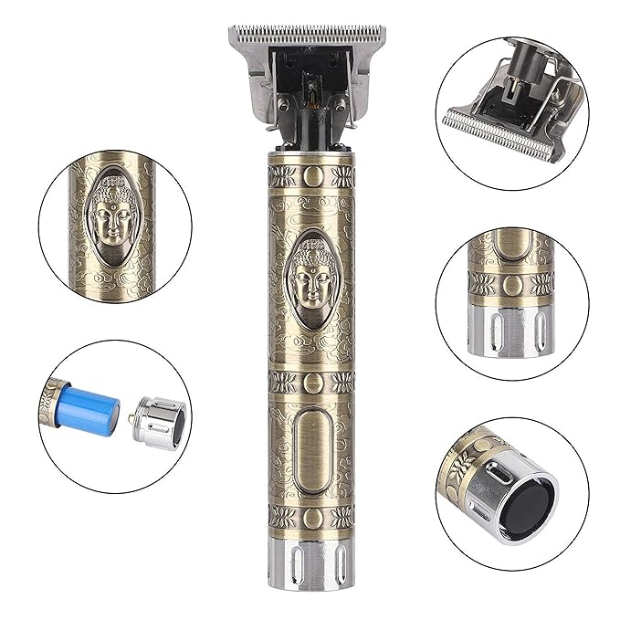 PROFESSIONAL T9 VINTAGE DRAGON STYLE TRIMMER FOR MEN,T9 HAIR TRIMMER AND CLIPPER,USB RECHARGEABLE T9 HAIR TRIMMER,SHAVING MACHINE FOR MEN,MEN HAIR REMOVING MACHINE,GROOMING KIT FOR MEN,T9 T-SHAPED BLADE WITH 0mm GAPED.